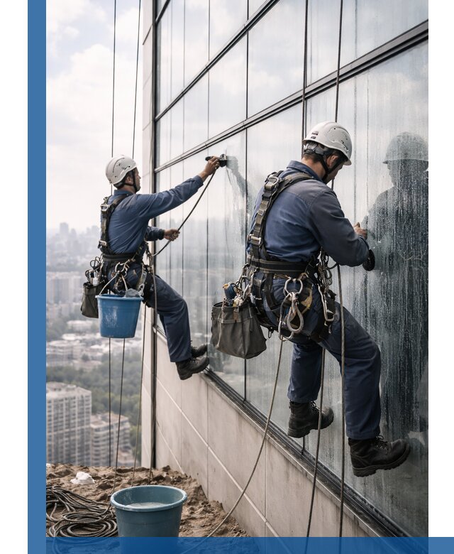 Профессиональная мойка фасадных окон альпинистами в Старом Осколе