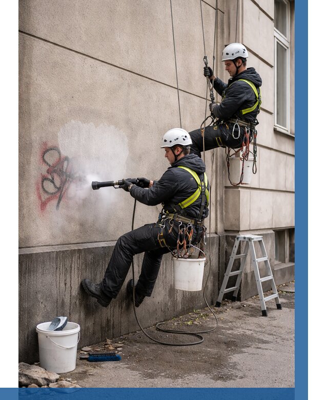 Удаление граффити с фасада в Старом Осколе от 4553 р. | ВЫСОТНИК-Срк