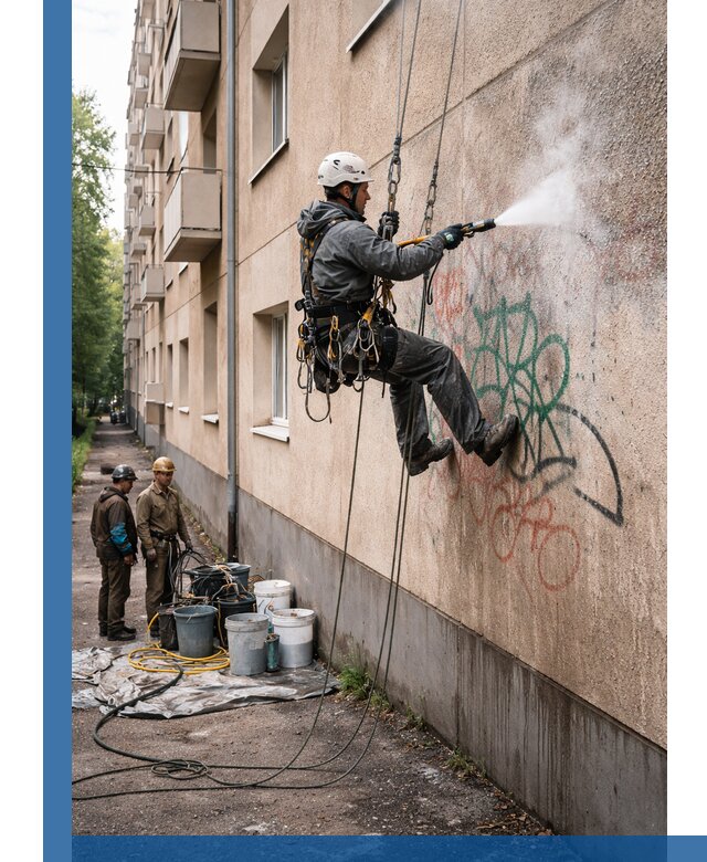 Удаление граффити с фасада в Старом Осколе без следов и повреждений