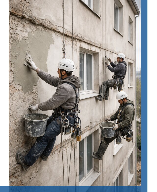 Ремонт штукатурного фасада в Старом Осколе от 759 р. под ключ | ВЫСОТНИК-Срк