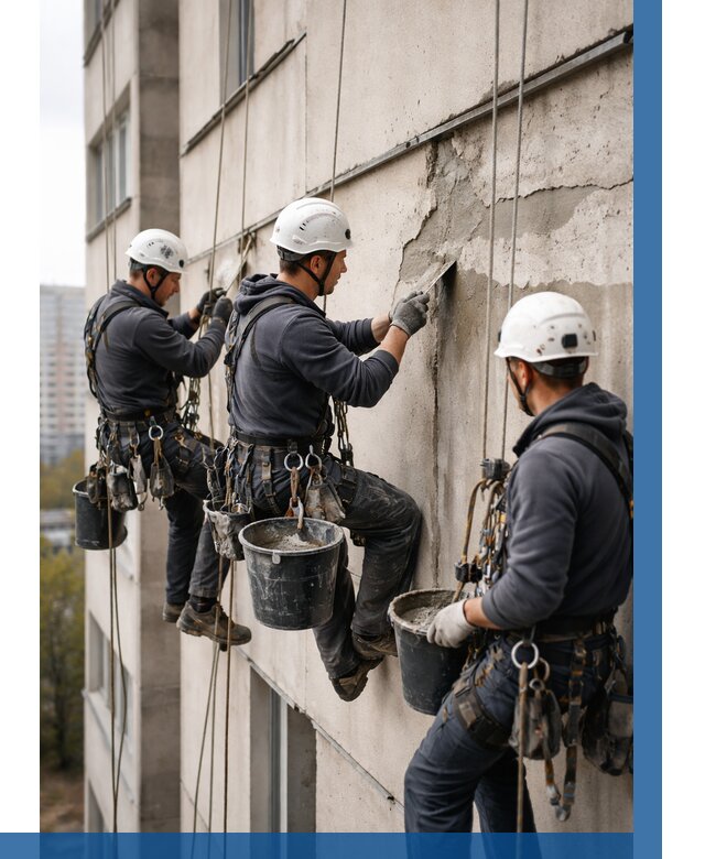 Ремонт бетонных элементов фасада в Старом Осколе от 2529 р. | ВЫСОТНИК-Срк