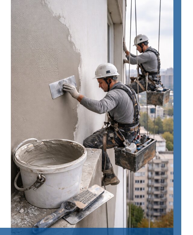 Шпаклевка фасада на высоте в Старом Осколе от 708 р. | ВЫСОТНИК-Срк