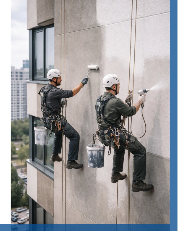 Покраска фасада альпинистами в Старом Осколе от 304 р. | ВЫСОТНИК-Срк