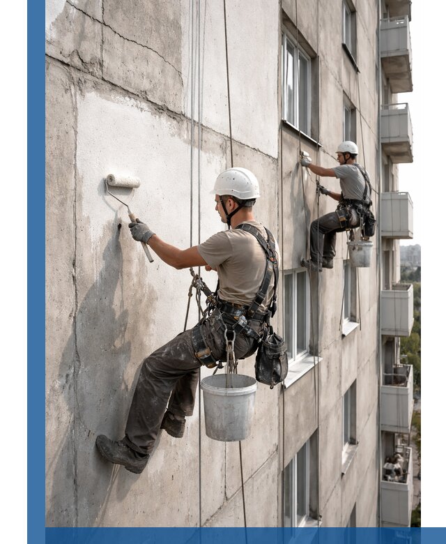 Покраска бетонного фасада в Старом Осколе для жилых и промышленных объектов