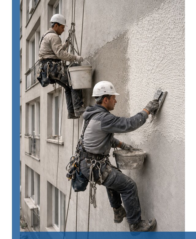 Нанесение декоративной штукатурки короед на фасад в Старом Осколе