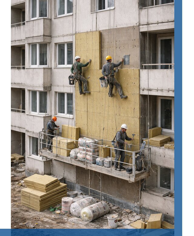 Утепление фасада минватой в Старом Осколе от 1518 р. | ВЫСОТНИК-Срк