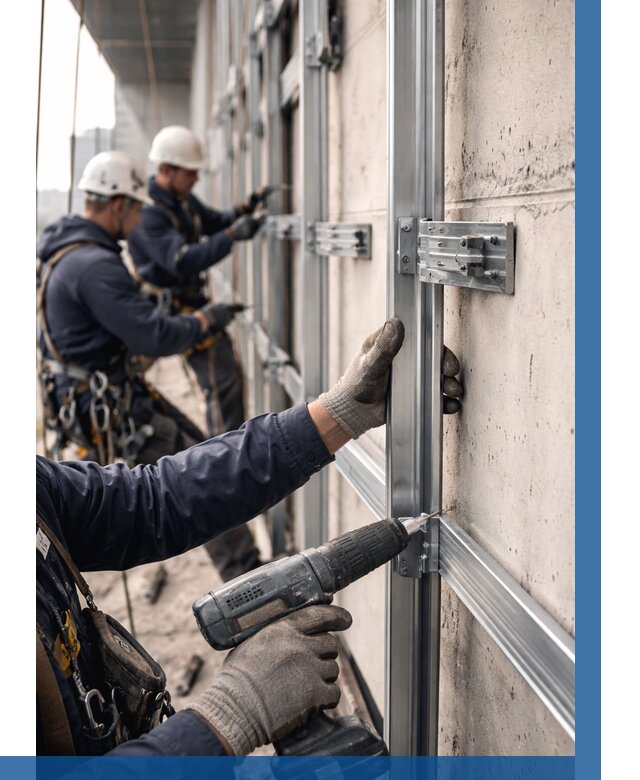 Монтаж подсистемы вентфасада в Старом Осколе от 860 р. | ВЫСОТНИК-Срк