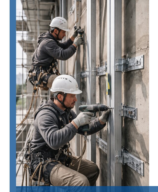 Монтаж и крепление подсистемы вентфасада в Старом Осколе