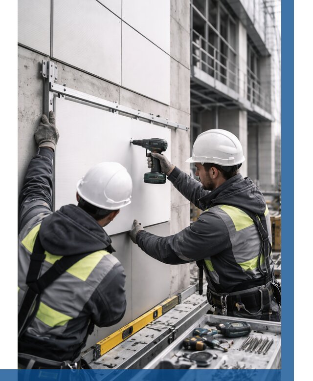 Монтаж композитных панелей фасада в Старом Осколе от 2529 р. | ВЫСОТНИК-Срк