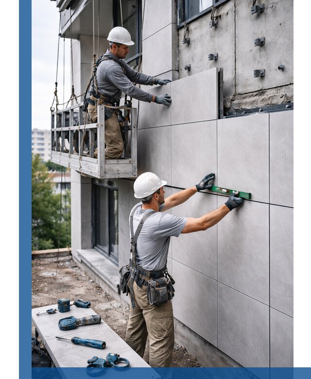 Монтаж керамогранита на фасад в Старом Осколе под ключ с гарантией качества