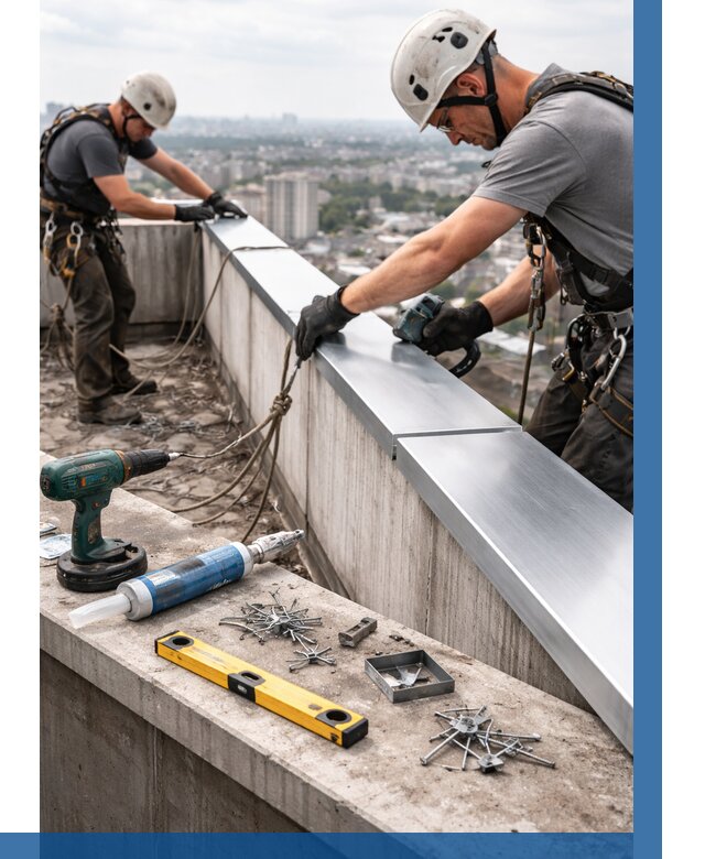 Монтаж парапетных крышек в Старом Осколе от 809 р. | ВЫСОТНИК-Срк