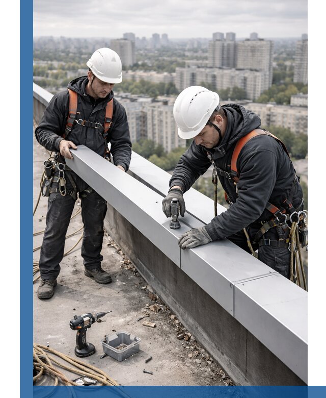 Монтаж парапетных крышек и ограждений кровли в Старом Осколе