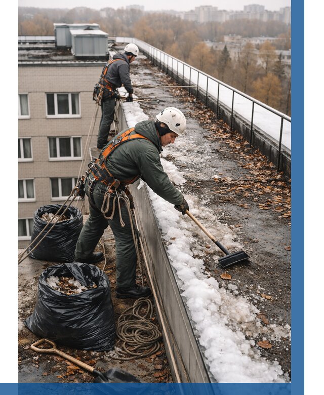 Очистка кровли по периметру в Старом Осколе от 556 р. | ВЫСОТНИК-Срк