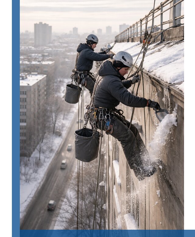 Очистка карнизов от снега в Старом Осколе профессионально и безопасно