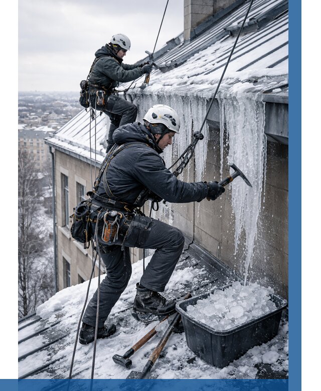 Удаление наледи с кровли в Старом Осколе от 5564 р. | ВЫСОТНИК-Срк