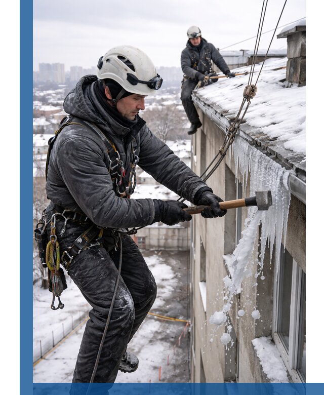 Сбивание и удаление сосулек с крыши в Старом Осколе безопасно