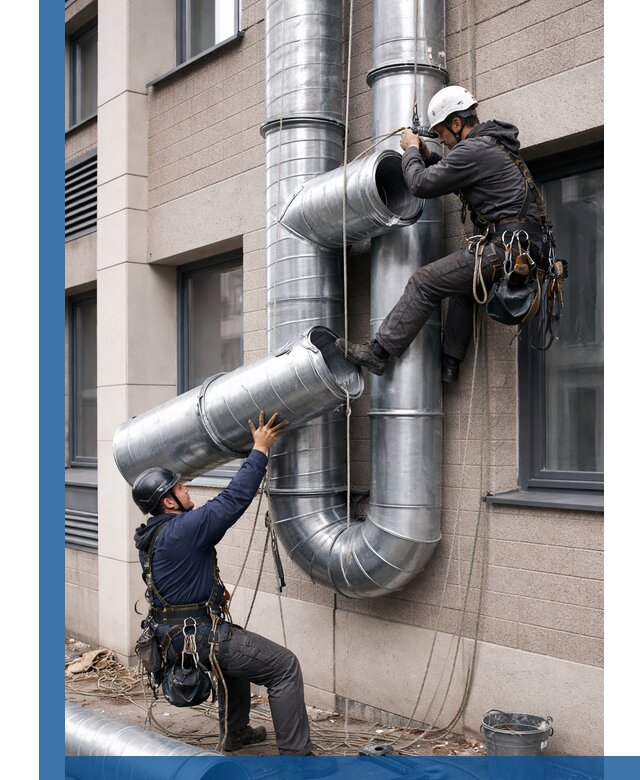 Монтаж фасадных воздуховодов в Старом Осколе с герметизацией и крепежом