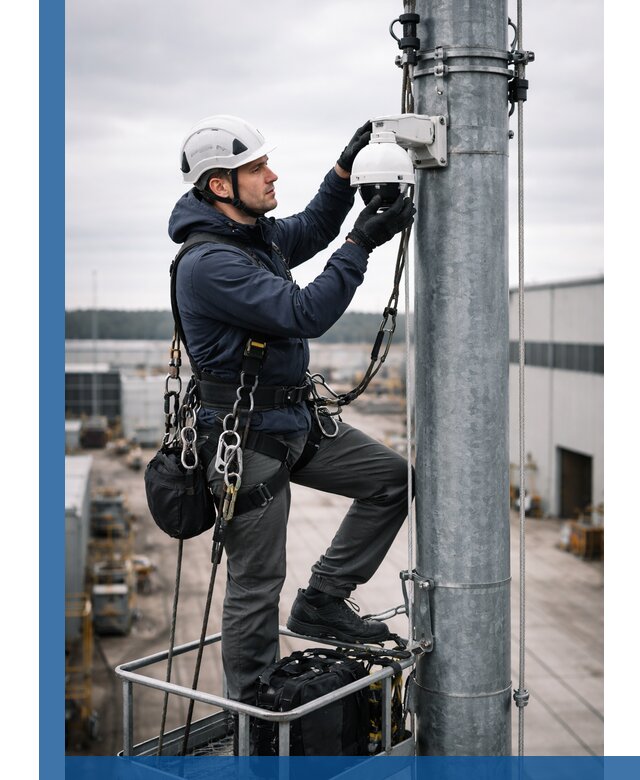 Профессиональная установка видеокамер на мачте в Старом Осколе