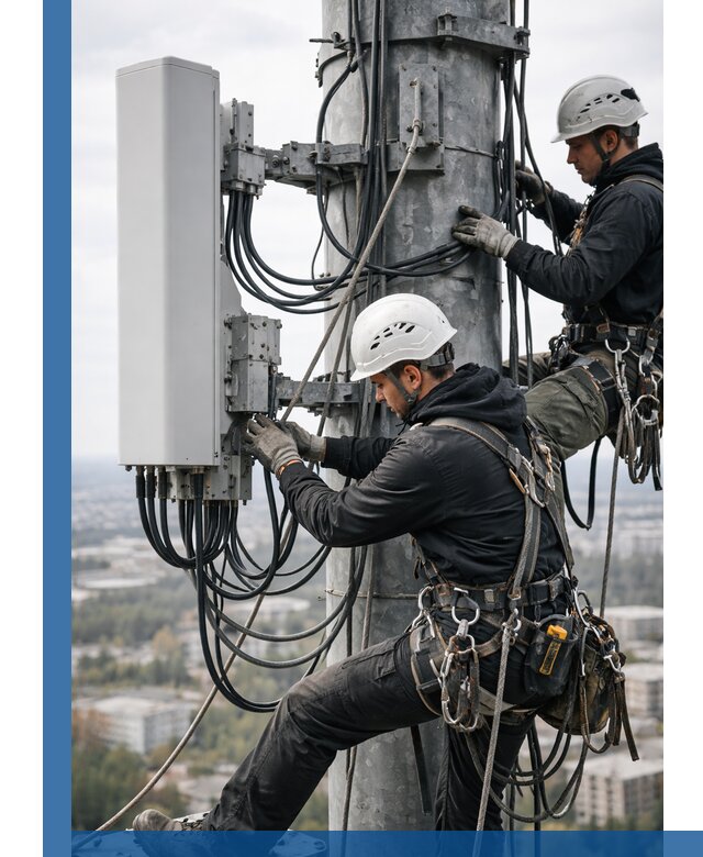 Монтаж оборудования связи на мачте в Старом Осколе с пусконаладкой