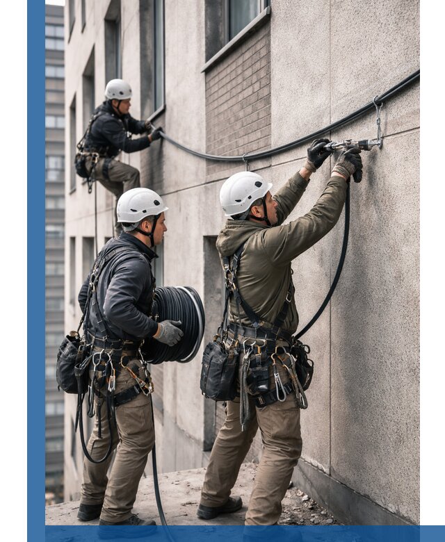 Прокладка кабеля по фасаду в Старом Осколе, профессиональный монтаж