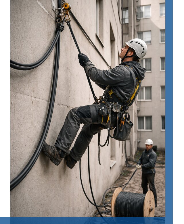 Протяжка кабеля питания на высоте в Старом Осколе от 455 р. | ВЫСОТНИК-Срк