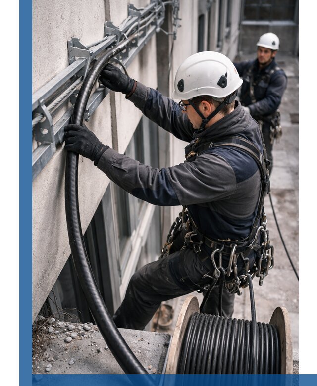 Протяжка кабеля питания на высоте в Старом Осколе с гарантией безопасности и качества