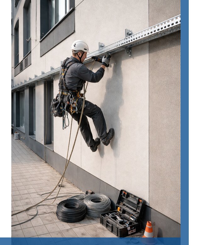 Монтаж кабельных лотков на фасаде в Старом Осколе от 1214 р. | ВЫСОТНИК-Срк