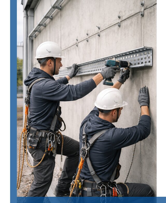 Монтаж кабельных лотков на фасаде зданий в Старом Осколе с гарантией