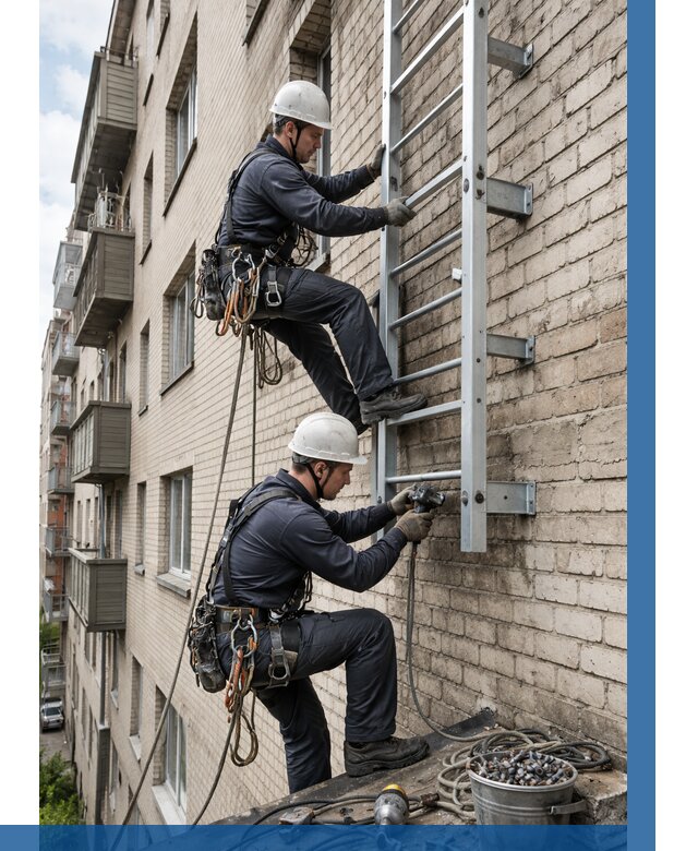 Монтаж пожарной лестницы в Старом Осколе от 25293 р заказать у ВЫСОТНИК-Срк