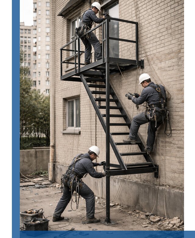 Монтаж пожарной лестницы в Старом Осколе, установка и крепление