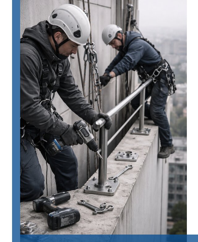 Монтаж перил на высоте в Старом Осколе для жилых и промобъектов