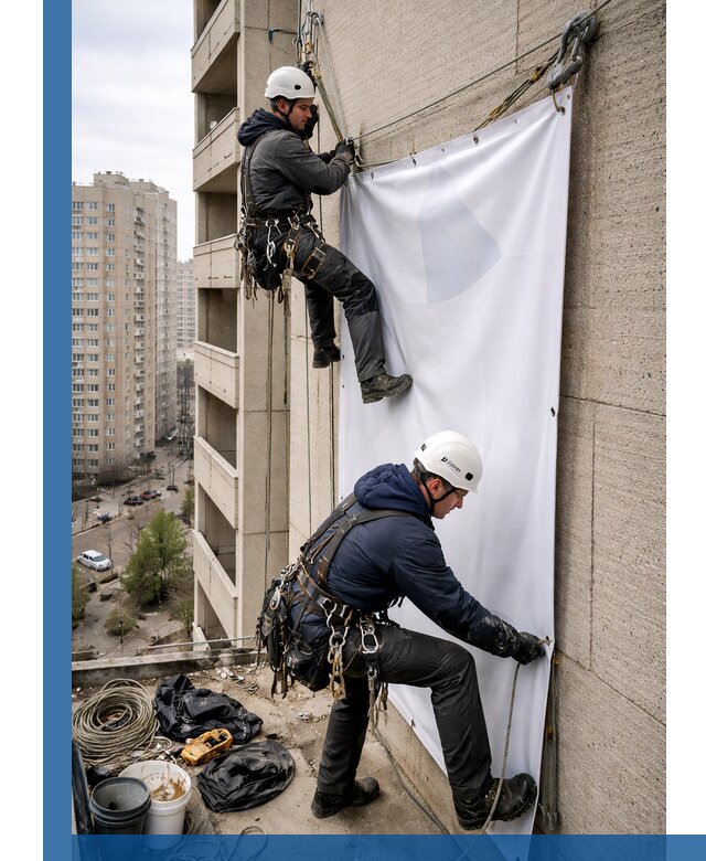 Профессиональный монтаж баннеров на фасаде в Старом Осколе