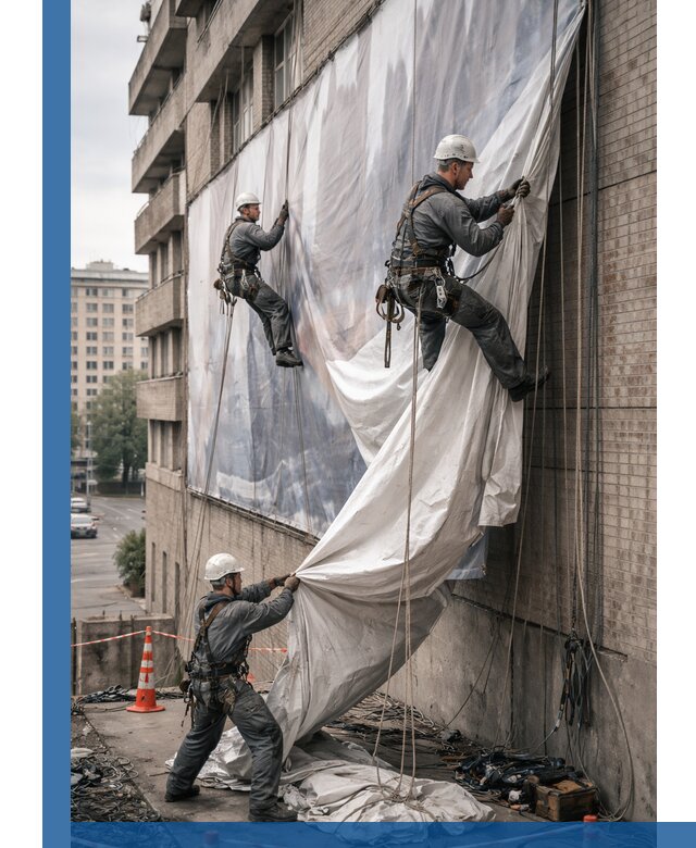 Демонтаж баннеров с фасада в Старом Осколе оперативно и безопасно
