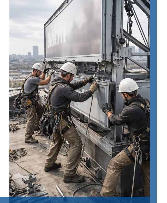 Монтаж крышной рекламной конструкции в Старом Осколе от 60702 р.|ВЫСОТНИК-Срк