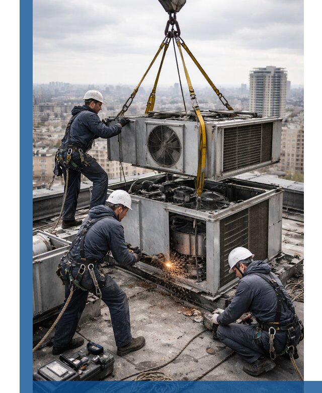 Демонтаж крышной установки в Старом Осколе любой сложности