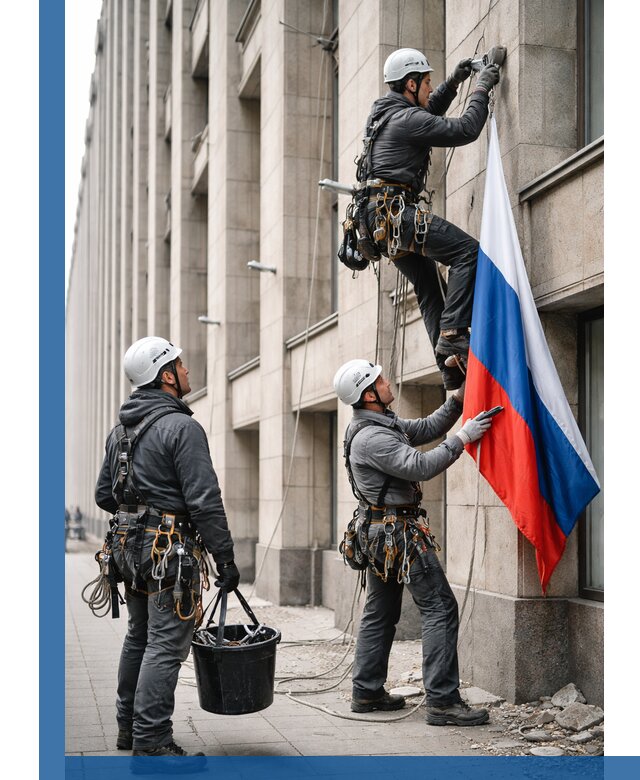 Профессиональная установка флагов на фасаде в Старом Осколе