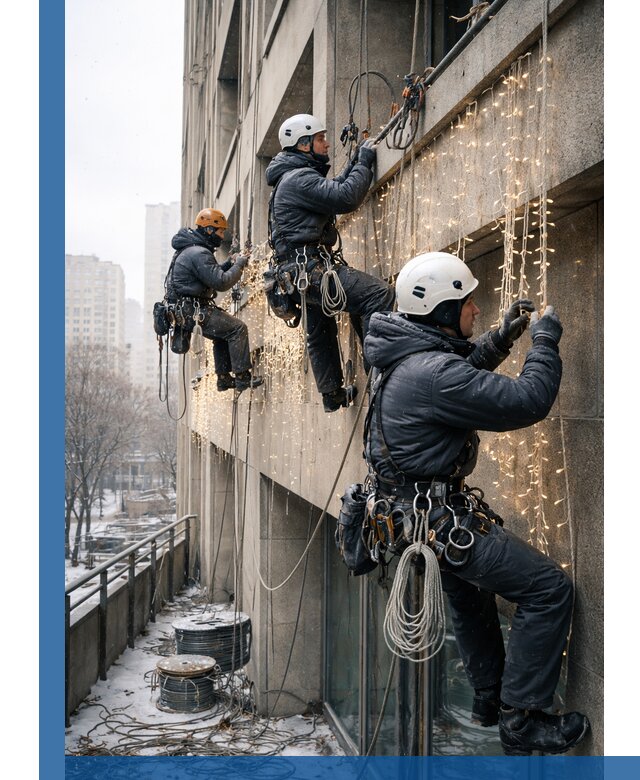 Монтаж новогодней иллюминации и украшение фасадов в Старом Осколе