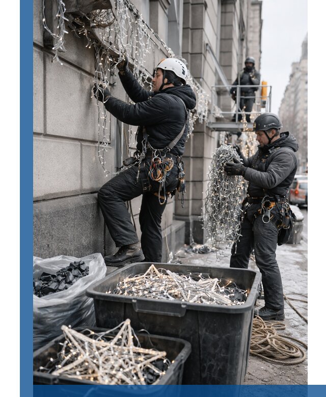 Демонтаж новогоднего оформления и гирлянд в Старом Осколе