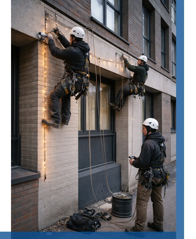 Монтаж гирлянд на фасаде в Старом Осколе от 3541 р. | ВЫСОТНИК-Срк