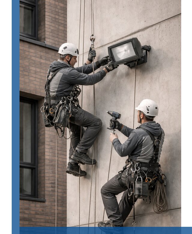 Профессиональный монтаж фасадных прожекторов в Старом Осколе под ключ