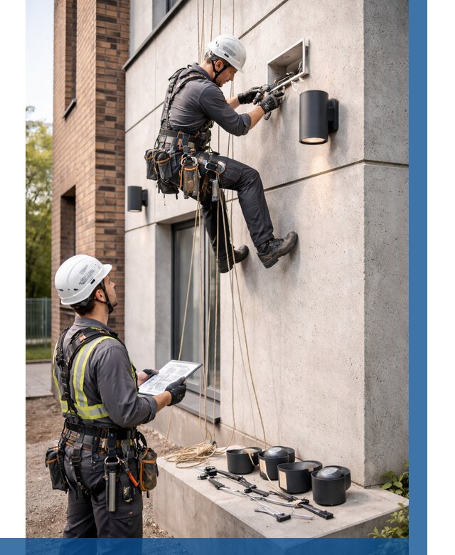 Монтаж фасадного освещения в Старом Осколе от 2529 р. | ВЫСОТНИК-Срк