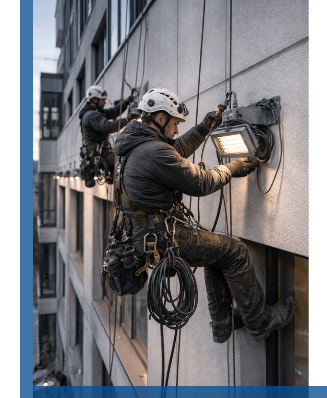 Монтаж фасадного освещения в Старом Осколе установка и подключение