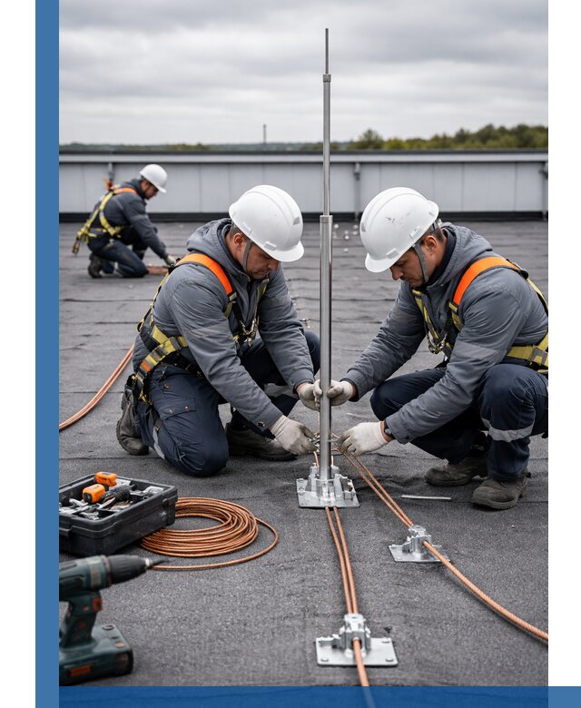 Монтаж молниезащиты на кровле в Старом Осколе под ключ с гарантией