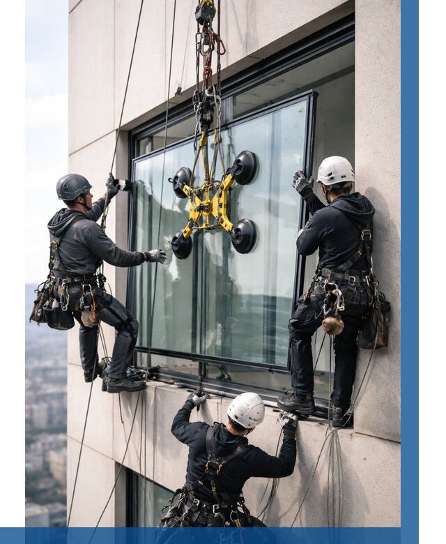 Монтаж стеклопакетов на высоте в Старом Осколе от 3237 р. | ВЫСОТНИК-Срк