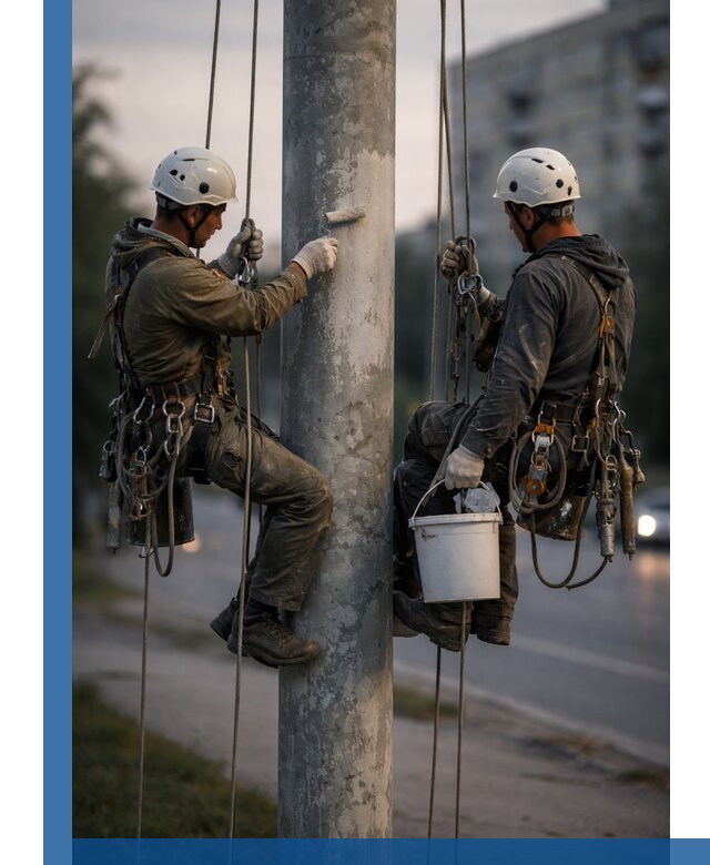 Покраска опор освещения и антикоррозийная защита в Старом Осколе