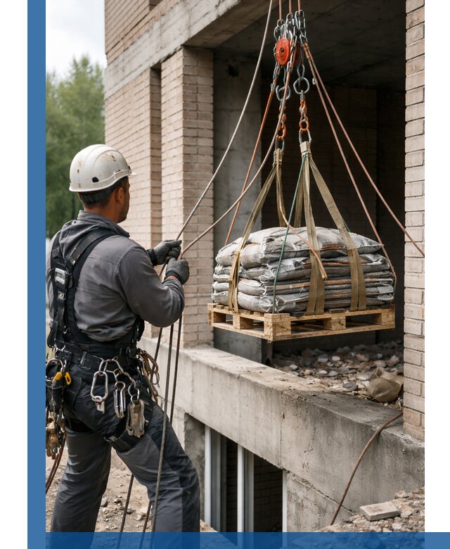 Подъем материалов на этаж веревками в Старом Осколе оперативно
