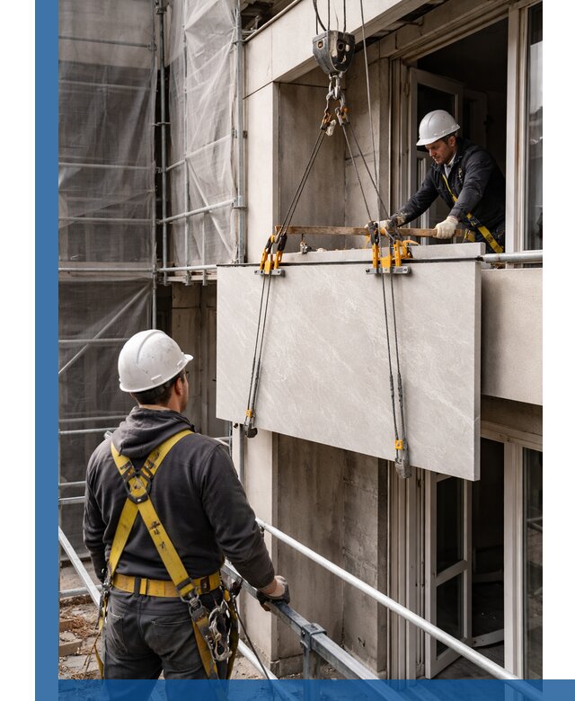 Подъем керамогранита на этаж в Старом Осколе грузчиками и техникой