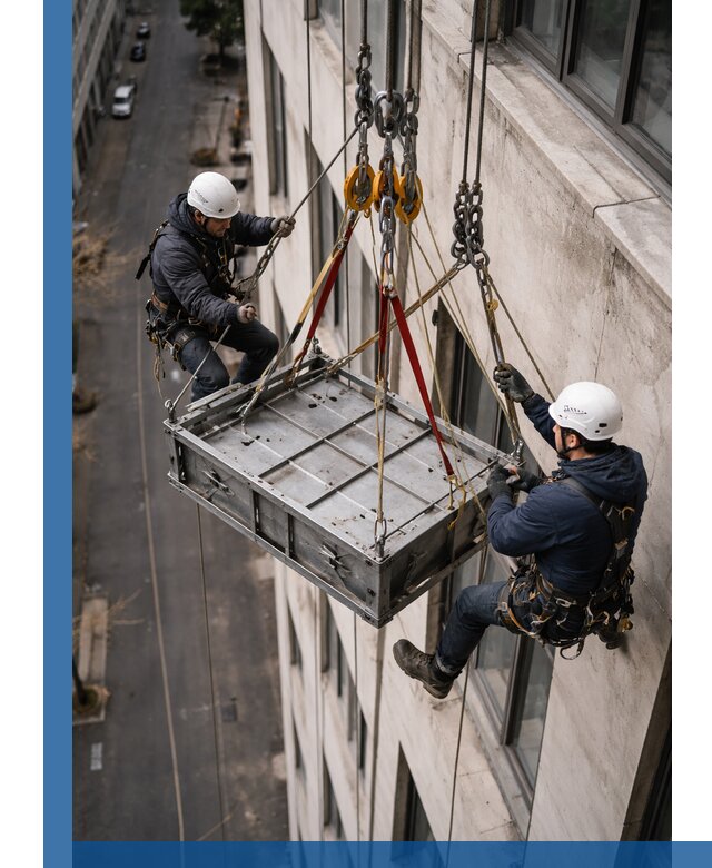 Спуск и подъем грузов по фасаду в Старом Осколе для зданий