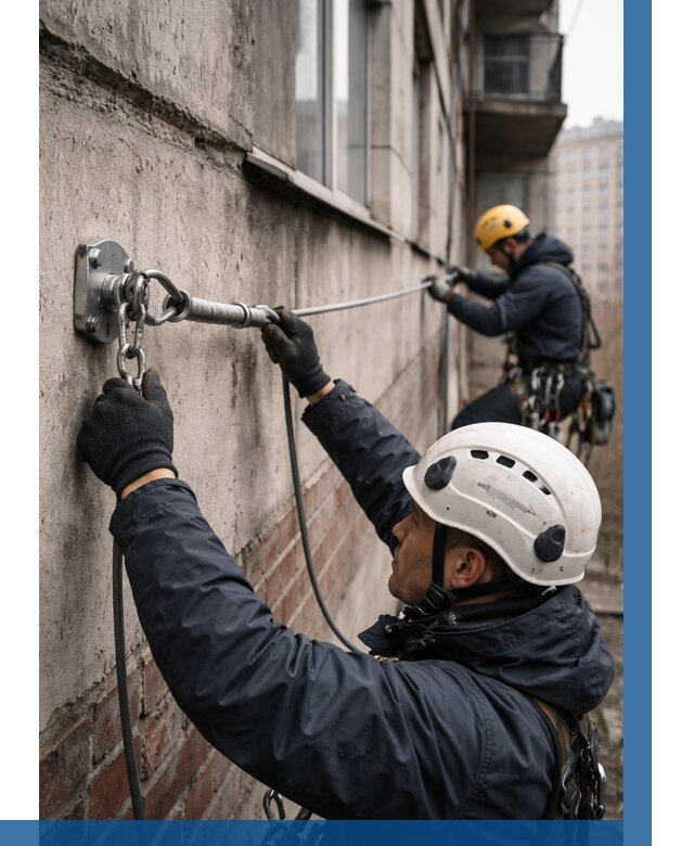 Монтаж анкерных линий в Старом Осколе от 3035 р. | ВЫСОТНИК-Срк