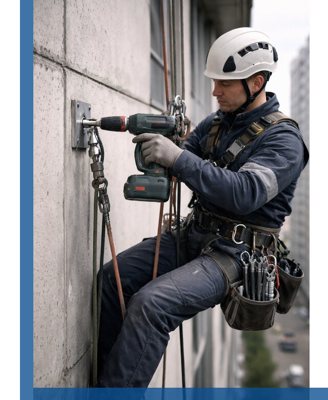 Установка анкерных точек для высотных работ в Старом Осколе